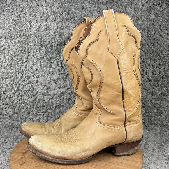 Dan Post Albany Western Cowboy Boots Men’s 9.5 D Tan Beige Leather DP26690 - Picture 2 of 10